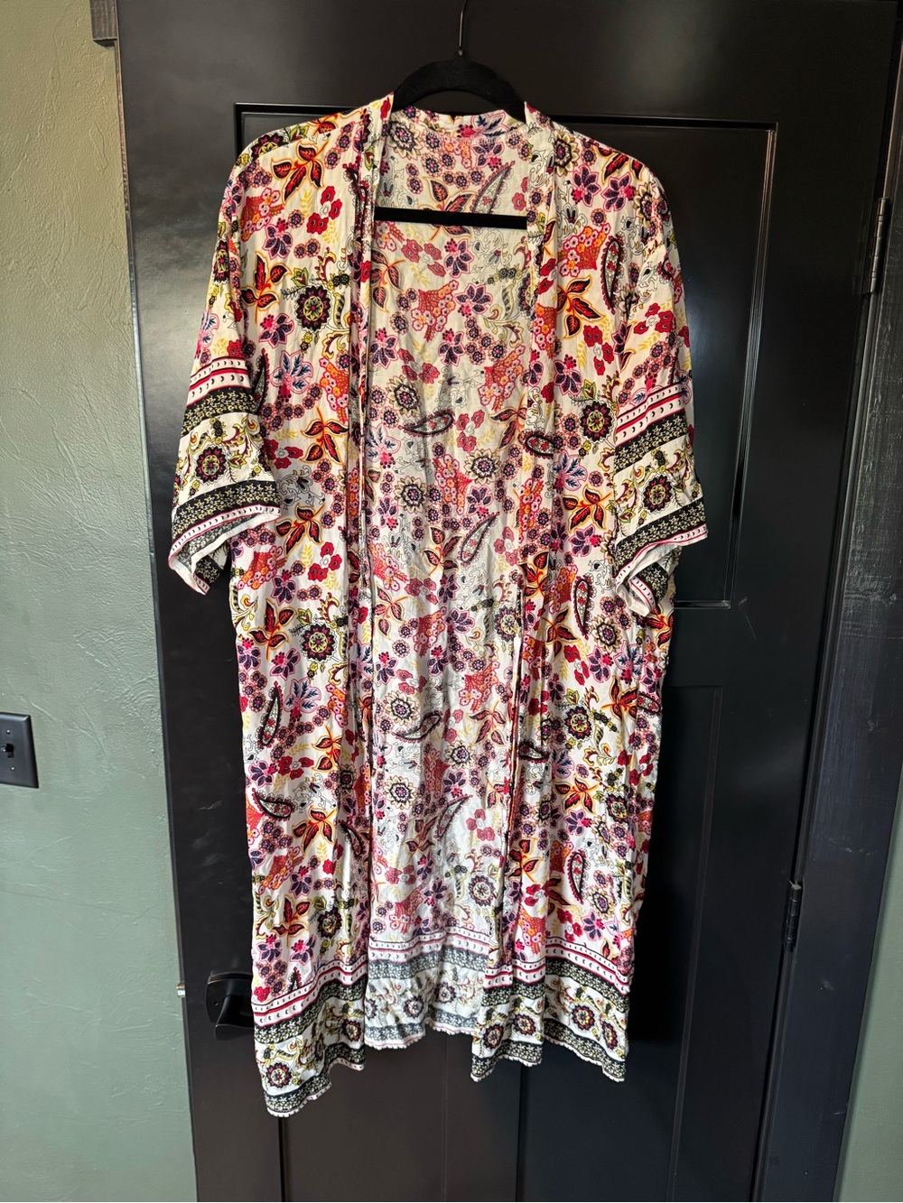 Boho Floral Kimono Cardigan in Cream & Multicolor